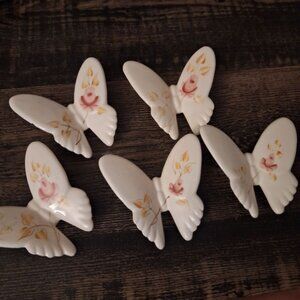 5 Vintage Ceramic Butterflies Wall Decor Lasting Products Inc USA Pink Rose